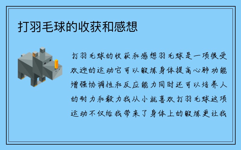 打羽毛球的收获和感想