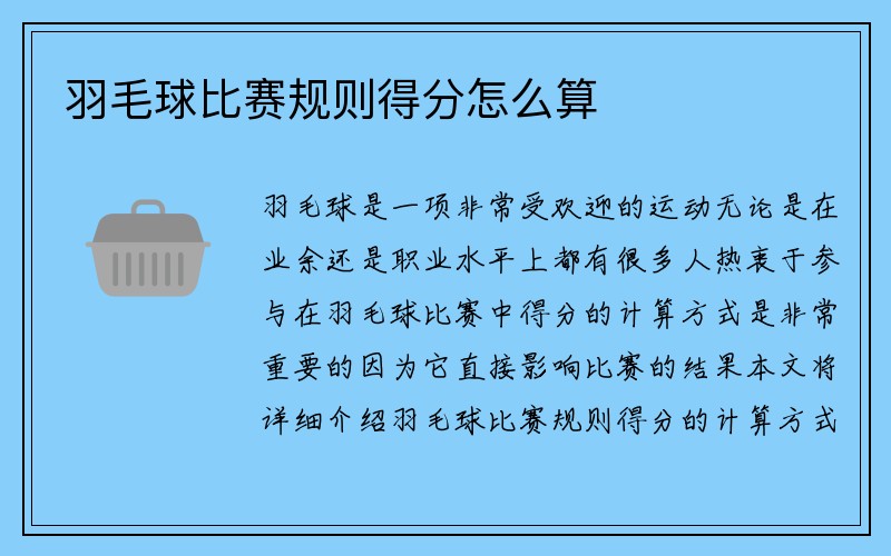 羽毛球比赛规则得分怎么算